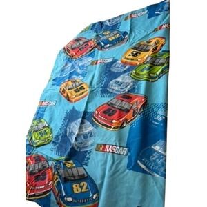 NASCAR Race Car Twin Flat Bed Sheet Blue All Over Print Stock Cars Kids Bedding